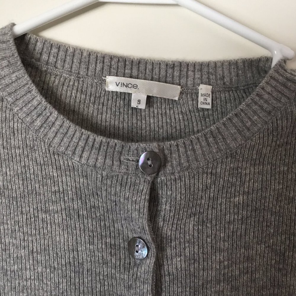 Women’s Vince Gray Cashmere Peplum Cardigan Size S - Picture 3 of 7